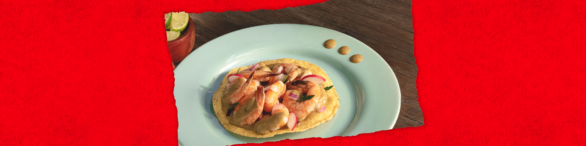 Shrimp Tostadas with Mole and Beans | DONA MARIA ® Brand