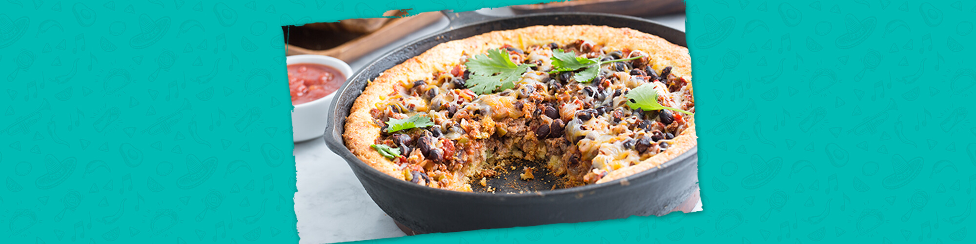 Salsas tamales pie with cheese crust