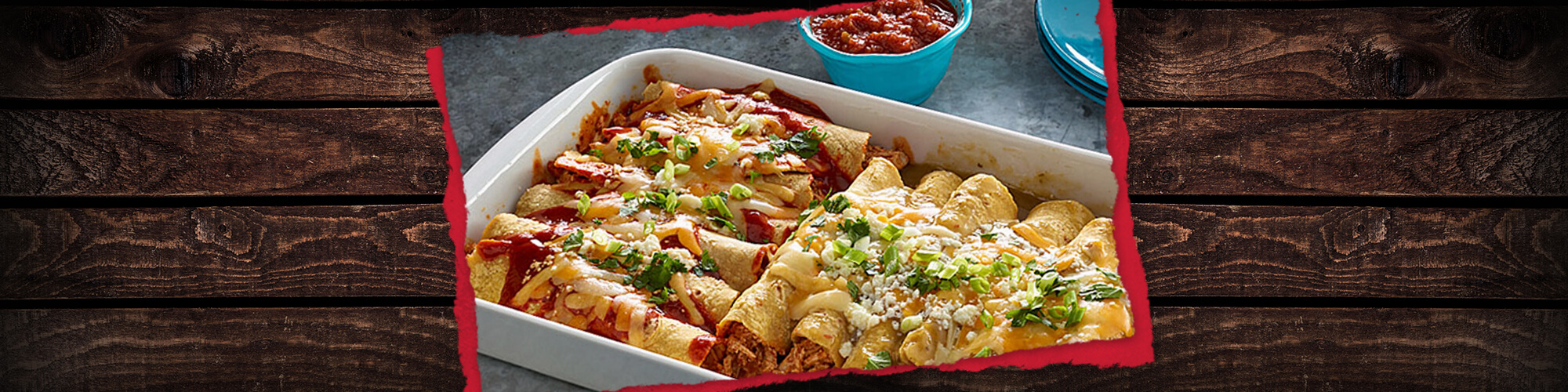 Salsas four cheese red and green enchiladas