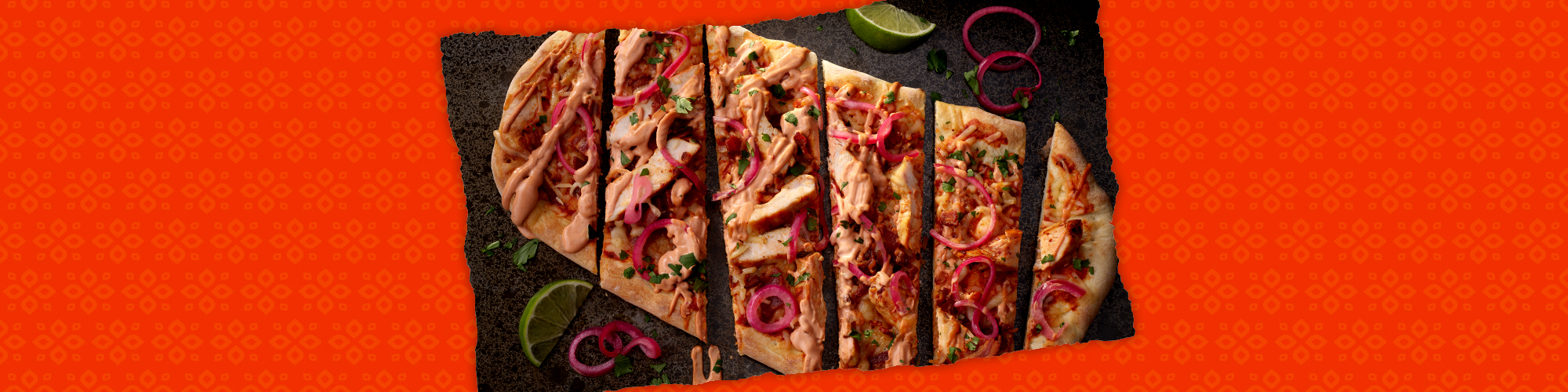 Grilled Chipotle Chicken Flatbread with Guajillo Lime Crema Drizzle
